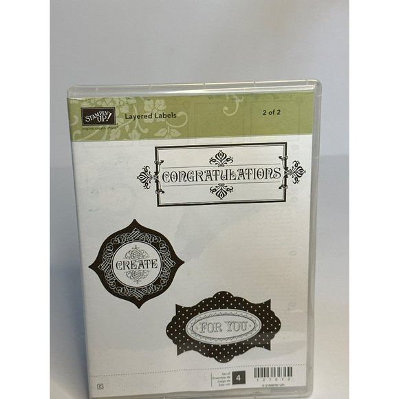Pre-Used Stampin’ Up! Sale-A-Bration “Layered Labels” Set of 3 Cling Stamp Set - Picture 3 of 5